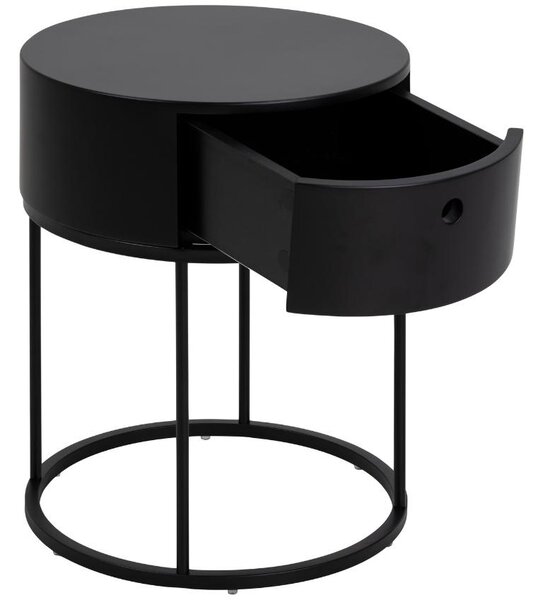 Scandi Černý lakovaný noční stolek Pulo 40 cm