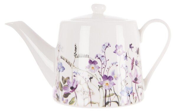 Bílá/fialová porcelánová konvice na čaj 1 l Louka – Orion