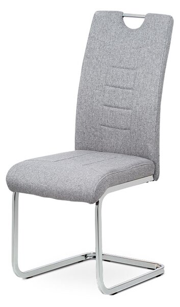 Jídelní židle - stříbrná látka, kovová chromovaná podnož DCL-404 SIL2