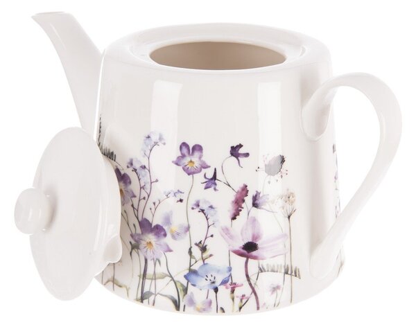Bílá/fialová porcelánová konvice na čaj 1 l Louka – Orion
