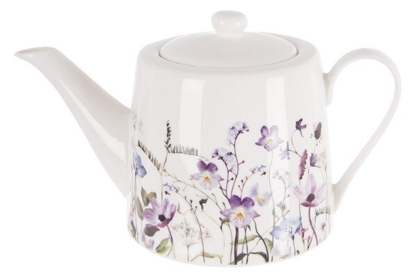 Bílá/fialová porcelánová konvice na čaj 1 l Louka – Orion