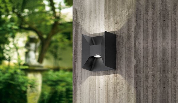 Eglo 93319 MORINO - LED venkovní nástěnné svítidlo 2 x 2,5W (LED svítidlo na zeď, antracitově šedá barva, přímo nepřímé svícení)