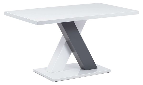 Jídelní stůl 140x80 v kombinaci bílý a šedý lesk AT-4005 WT