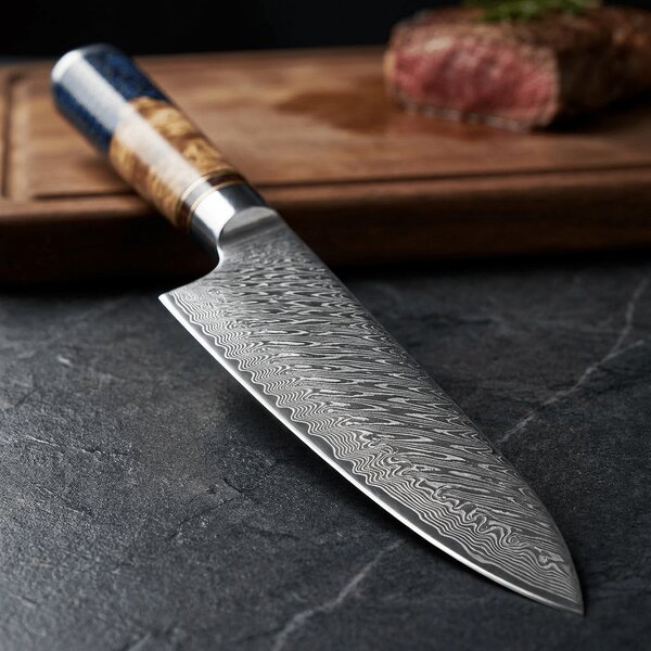 Japonský šéfkuchařský nůž z damaškové oceli SaKuRo Honey 19 cm