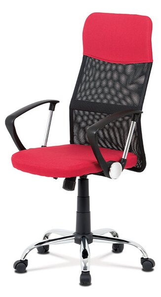 Autronic Kancelářská židle, červená látka, černá MESH, houpací mech, kříž kovový