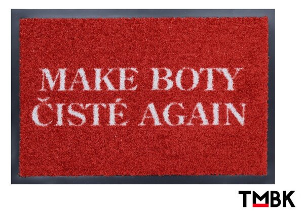GDmats, EXKLUSIVNĚ: Rohožka od TMBK: MAKE BOTY ČISTÉ AGAIN - na ven i na doma, 39x58, červená, chodba / předsíň