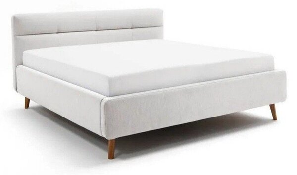 Světle šedá čalouněná dvoulůžková postel s úložným prostorem s roštem 160x200 cm Lotte – Meise Möbel