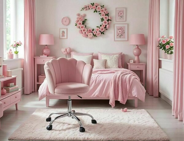 Kancelářské křeslo Rose Velvet, antická růžová