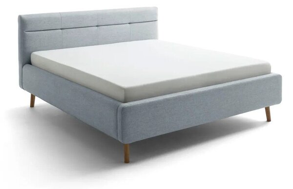 Šedomodrá čalouněná dvoulůžková postel s úložným prostorem s roštem 180x200 cm Lotte – Meise Möbel