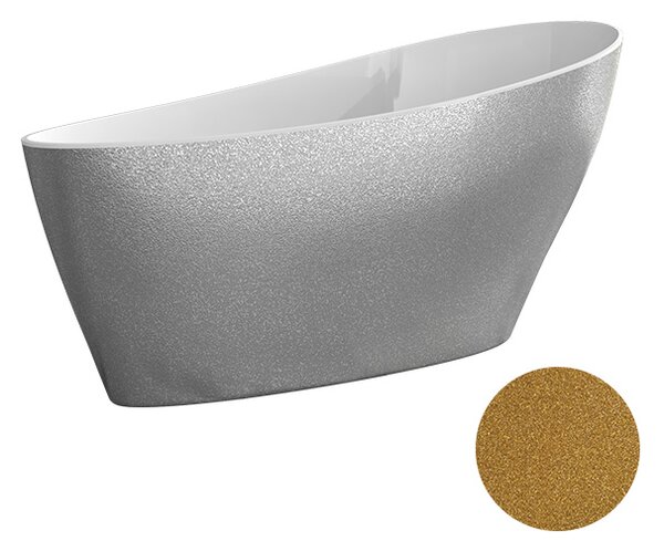 Besco Volně stojící vana z litého mramoru Keya Glam 165x70 Barva: Bílá/grafit, Rozměry (cm): 163,5x70,5