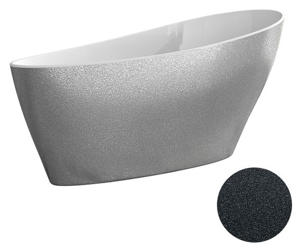 Besco Volně stojící vana z litého mramoru Keya Glam 165x70 Barva: Bílá/grafit, Rozměry (cm): 163,5x70,5