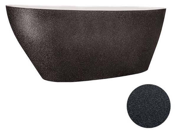 Besco Volně stojící vana z litého mramoru Goya Glam 140x62 (160x70, 170x72) Barva: Bílá/stříbrná, Rozměry (cm): 169,2x72,2