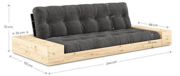 Šedá rozkládací pohovka 244 cm Base – Karup Design