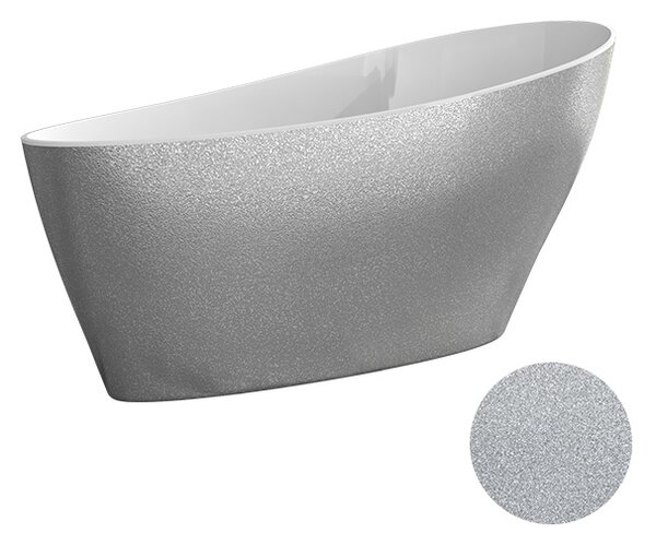 Besco Volně stojící vana z litého mramoru Keya Glam 165x70 Barva: Bílá/grafit, Rozměry (cm): 163,5x70,5