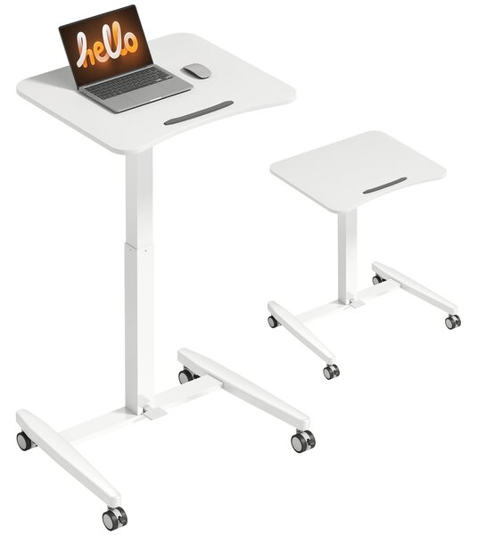 HOMCOM výškově nastavitelný stojací stůl 75–114 cm — mobilní stolík na notebook s naklápěcí deskou, bezpečnostní zarážkou, ocelovým rámem, pneumatické
