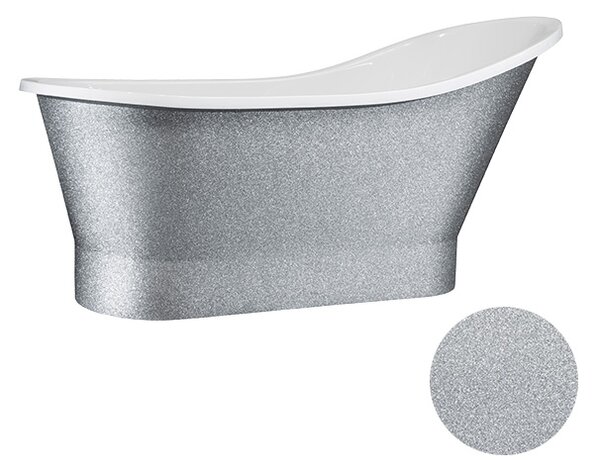 Besco Volně stojící vana z litého mramoru Gloria Glam G 150x67 (160x67,5) Barva: Bílá/stříbrná, Rozměry (cm): 150x67