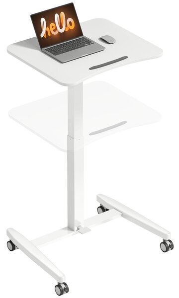 HOMCOM výškově nastavitelný stojací stůl 75–114 cm — mobilní stolík na notebook s naklápěcí deskou, bezpečnostní zarážkou, ocelovým rámem, pneumatické