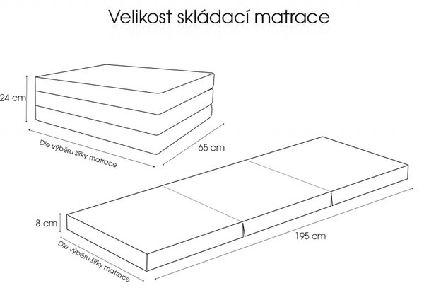 Skládací matrace pro hosty 8 cm