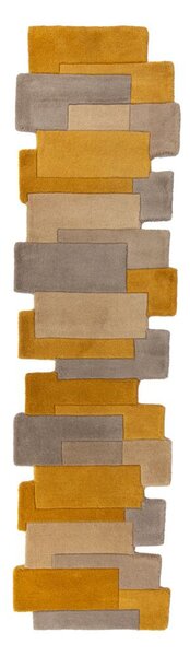 Flair Rugs, Běhoun Abstract Collage Ochre/Natural, 60x230, žlutá, chodba / předsíň