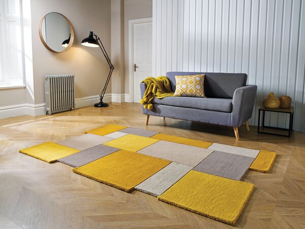 Flair Rugs, Kusový koberec Abstract Collage Ochre/Natural, 120x180, žlutá, kancelář