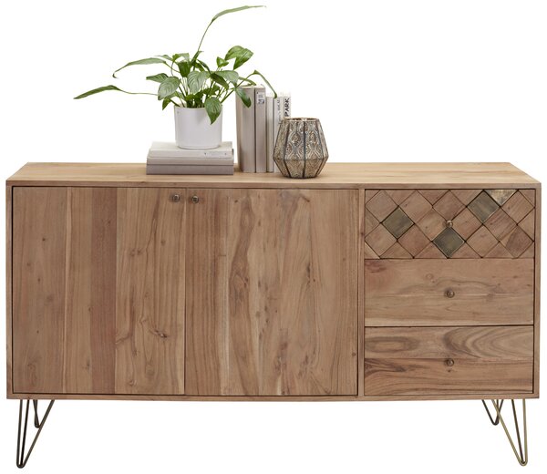 KOMODA, akácie, barvy akácie, bronzová, 145/80/45 cm Ambia Home - Široké komody