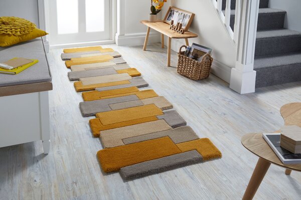Flair Rugs, Běhoun Abstract Collage Ochre/Natural, 60x230, žlutá, chodba / předsíň