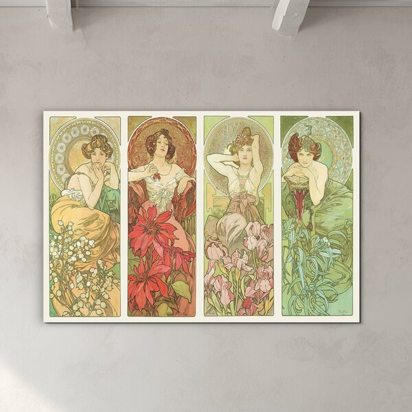 DUBLEZ | Obraz na dřevě - Alfonz Mucha - Les Fleurs | UV tisk, Premium