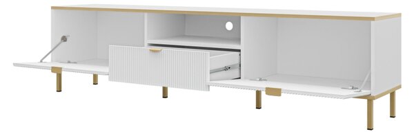 Sestava nábytku do obývacího pokoje Tawkan I, Barva dřeva: bílá / bílá + zlatá 5903211457852
