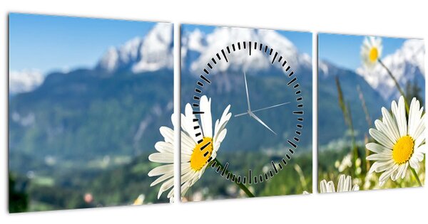 Obraz - Jaro v Alpách (s hodinami) (90x30 cm)