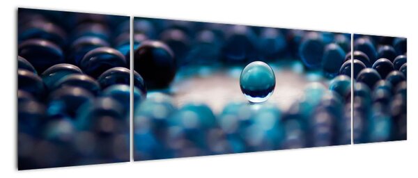 Obraz modré skleněné kuličky (170x50cm)