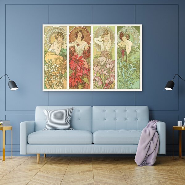 DUBLEZ | Obraz na dřevě - Alfonz Mucha - Les Fleurs | UV tisk, Premium