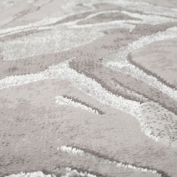 Flair Rugs, Běhoun Eris Marbled Silver, 60x230, šedá, chodba / předsíň