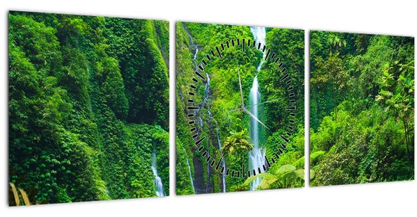 Obraz - Vodopády Madakaripura, východní Java, Indonésie (s hodinami) (90x30 cm)