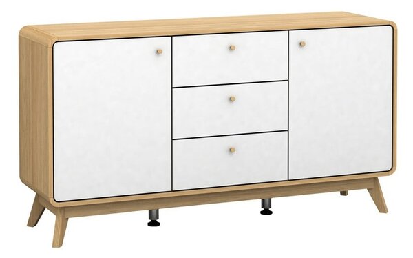 Nízká komoda v dekoru dubu v bílo-přírodní barvě 140x75 cm Caitlin – Støraa