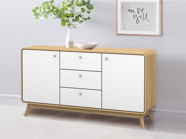 Nízká komoda v dekoru dubu v bílo-přírodní barvě 140x75 cm Caitlin – Støraa
