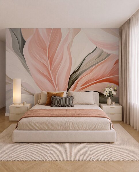 Fototapety Rytmus listů v korálové, Tapety Unikátní, w05915 : uwalls.cz