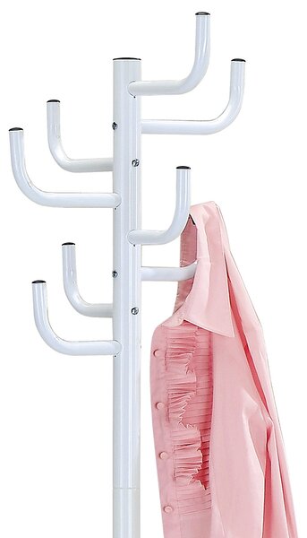 Autronic - Věšák stojanový, kovová konstrukce, bílý lesklý lak, výška 182 cm, nosnost 10 kg - 80609-A WT