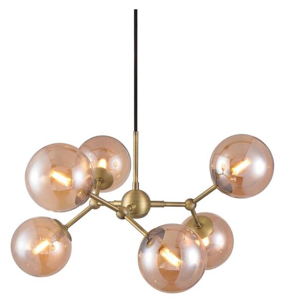 Halo Design 738830 - Lustr na lanku ATOM 6xG9/28W/230V pr. 57 cm mosaz/k. béžová