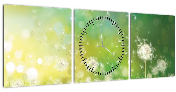 Obraz - Odkvetlé pampelišky (s hodinami) (90x30 cm)