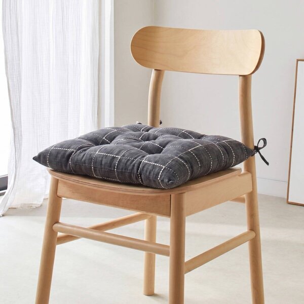 Sada 2 kostkovaných podsedáků na židli antracitová