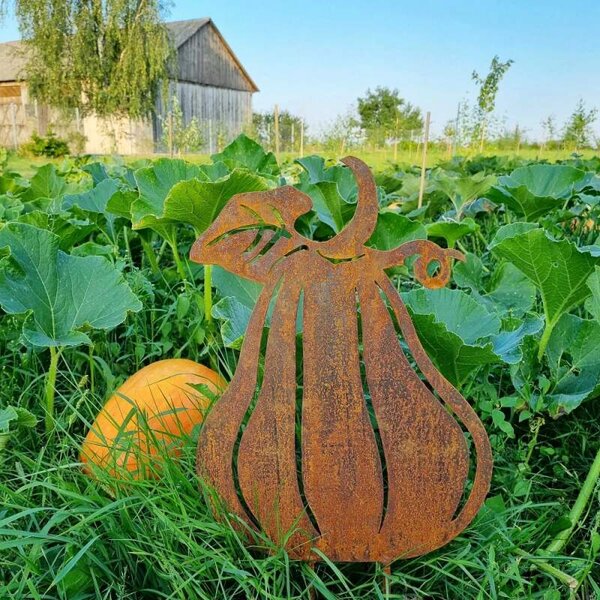 Zahradní kovová dekorace rezavá Dýně 1