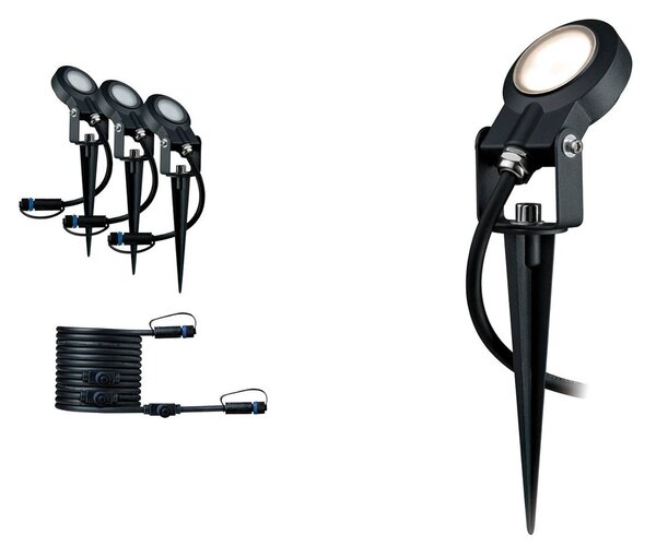 Paulmann Plug & Shine Sting 3000K 3-jednotkové prodloužení, stmívatelný, Černá, Hliník, Moderní