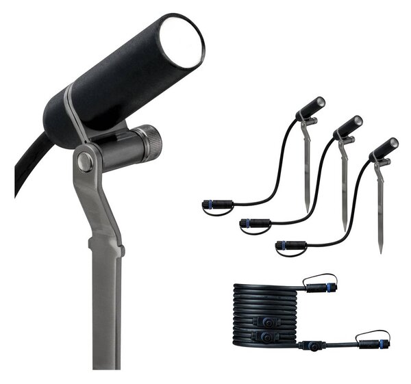 Paulmann Plug & Shine Plantini 3000K 3-dílný doplněk, stmívatelný, Černá, Hliník, Moderní
