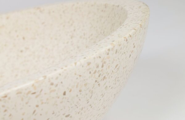 Kave Home Bílé kulaté terrazzo umyvadlo na desku Delina 40 cm