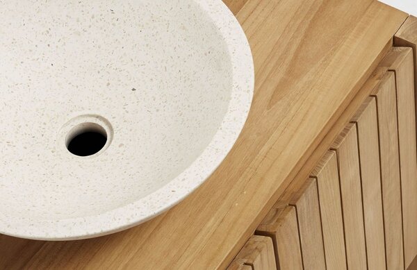 Kave Home Bílé kulaté terrazzo umyvadlo na desku Delina 40 cm