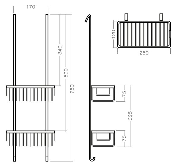 Roth Závěsná polička SHELF UNI do sprchového koutu Varianta: rozměry: 75x25 cm, povrchová úprava: chrom - (SHELF UNI - 8000279)