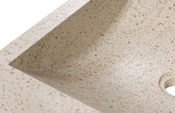 Kave Home Bílé hranaté terrazzo umyvadlo na desku Delina 45 x 40 cm