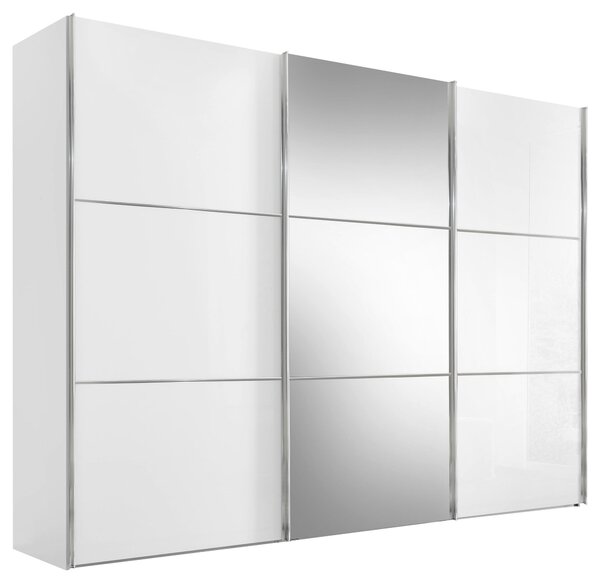 ŠATNÍ SKŘÍŇ SE ZRCADLEM, bílá, 249/222/68 cm Moderano - Šatní skříně