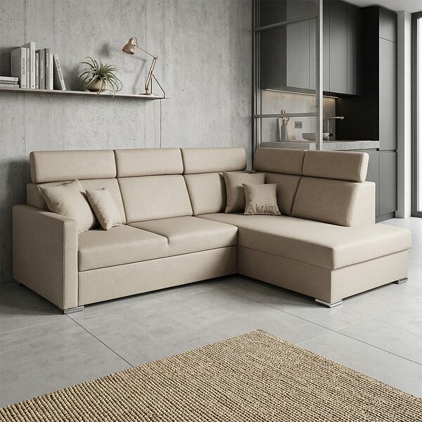Sedací souprava SLIM XL | 238x180 cm | pravá | rozkládací + úložný prostor | letto 11 šedobéžová EASY CLEAN