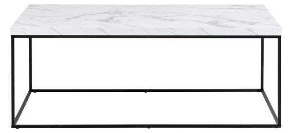 Bílý konferenční stolek s deskou v dekoru mramoru 55x110 cm Barossa – Actona